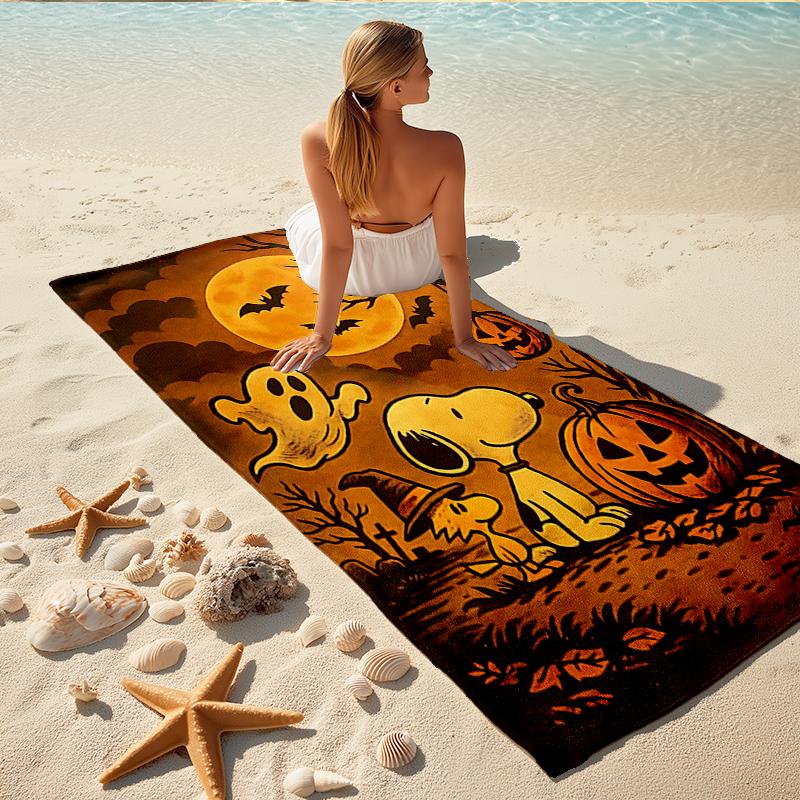 1Pc Snoopy'S Halloween Night Beach Towel Quick Dry Multiuse For Beach Pool Gym Yoga Home Travel Christmas Halloween Xmas Gift S1508