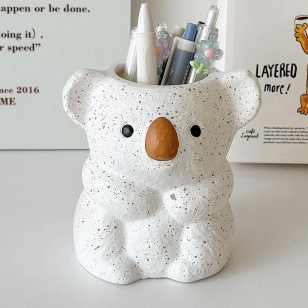 Plastic Koala Storage Box Multi-function Makeup Brush Cylinder Koala Pen Holder  Office