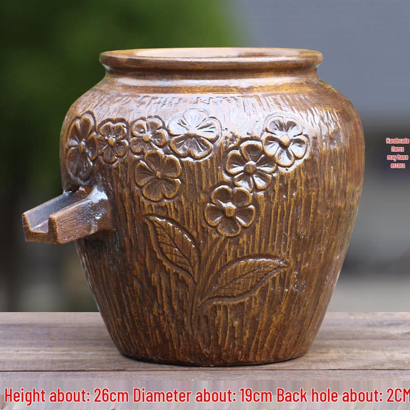 Handcrafted Ceramic Fish Tank with Waterfall Filtration - Chinese Style Aquatic Decor