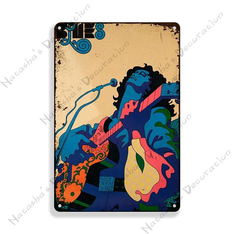 Classic Blues Metal Tin Sign Music Metal Poster Garage Cafe Wall Decor Old Fashion Metal Plaque Vintage Poster Wall Plate