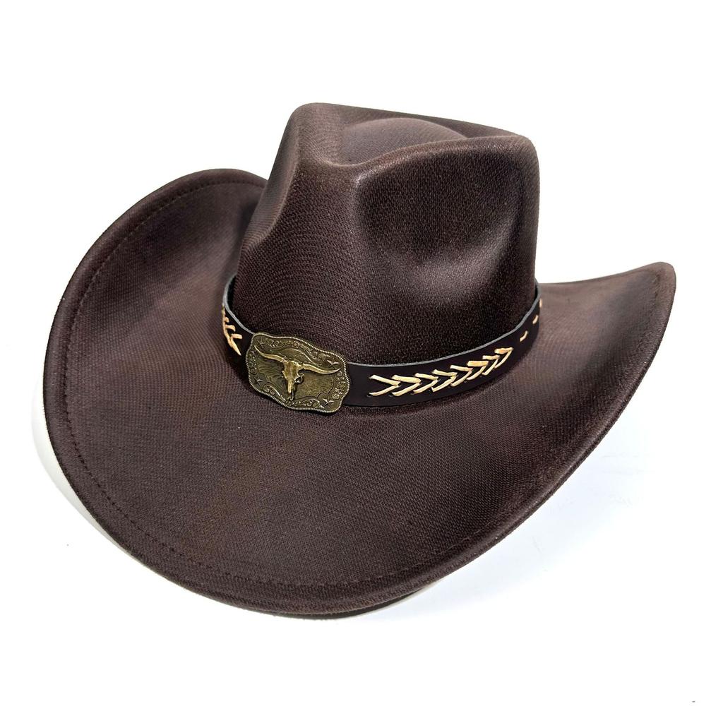 European and American Style Western Cowboy Hat Ethnic Style Tibetan Style Bull Head Hat Stage Props Men's and Women's Jazz Hat