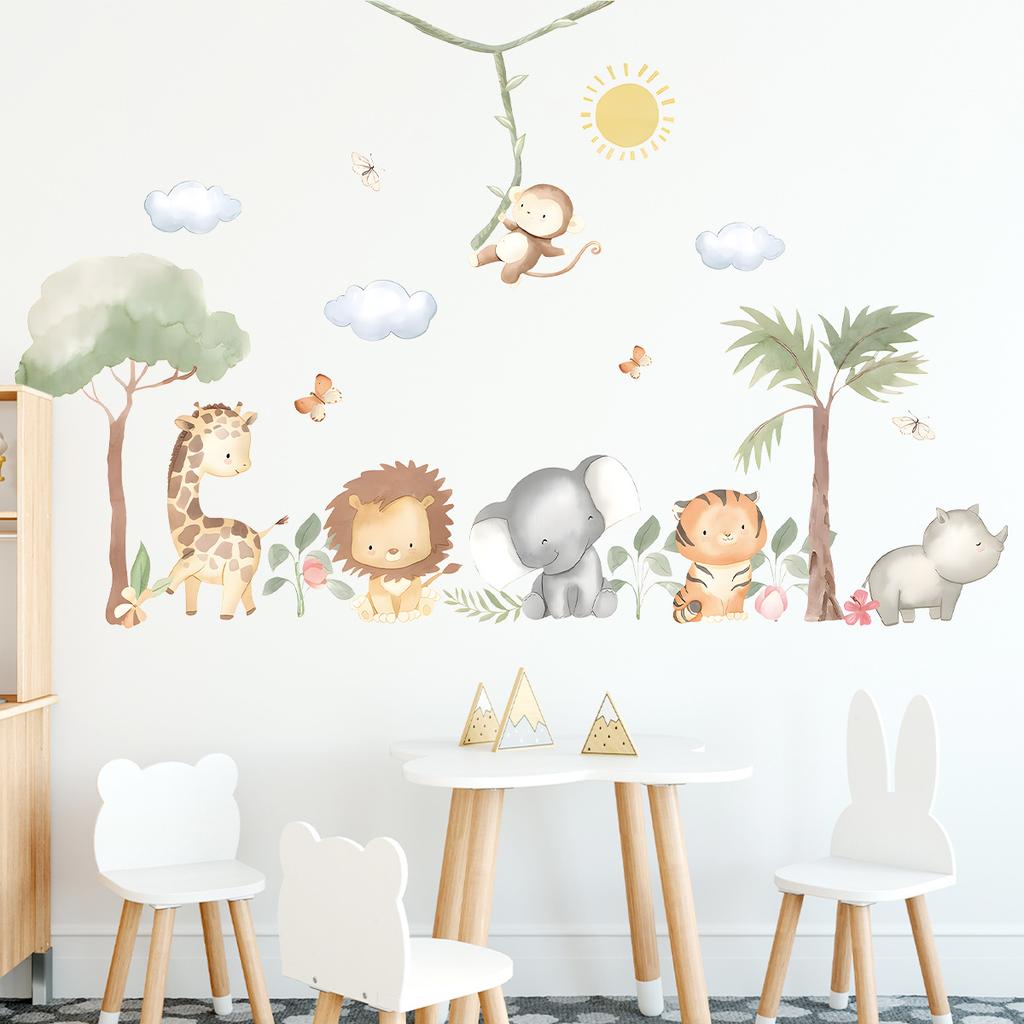 1Pc Cartoon Cute Bear Deer Smiling Animal Wall Stickers for Bedroom Living Room Nursery Decoration Wall Decals Kids Room Decor