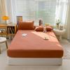 Simple Solid Color Blue Fitted Sheet Set 3Pcs Japanese Style Mattress Cover Skin-friendly Breathable Queen Size Bedding Set