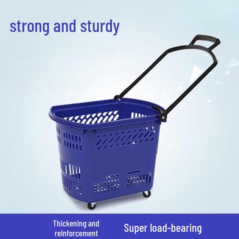 Jingdi Großer rollbarer Einkaufskorb aus Kunststoff