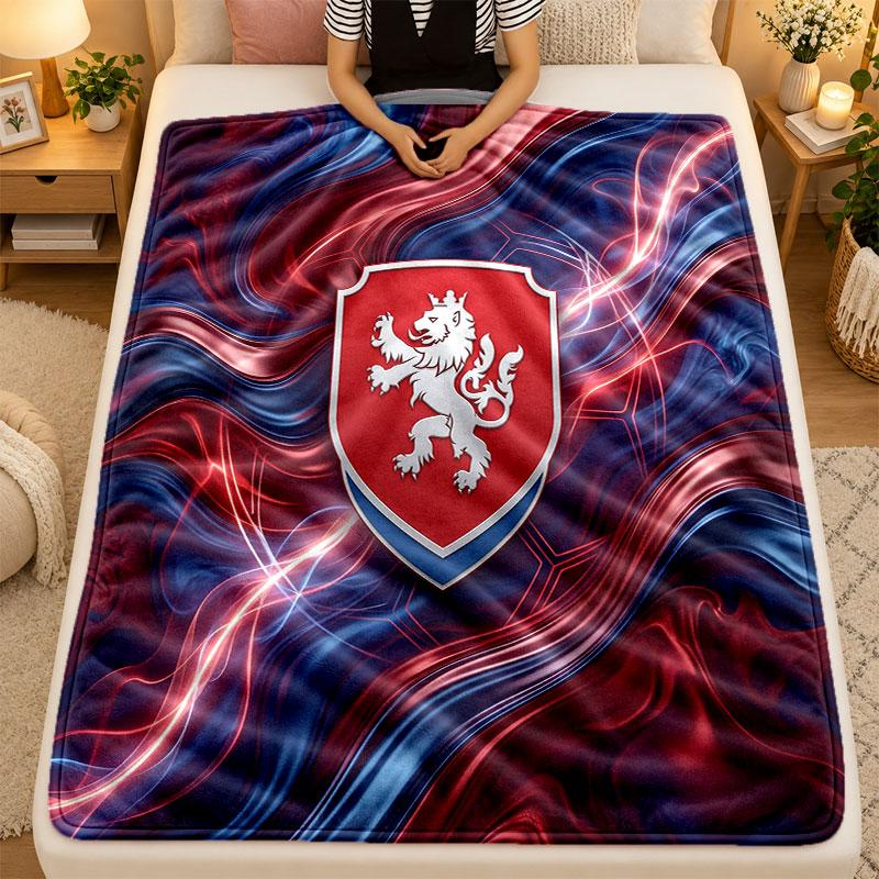Flannel BlanketCzech Republic Football Warm Soft Throw Blanket for Indoor Sofa Bed Living Room Use
