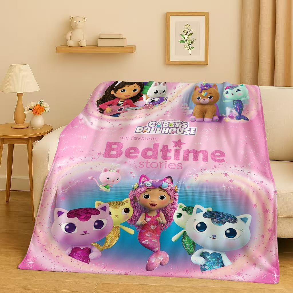 HD Niedliches Gabi's Puppenhaus Cartoon Flanelldecke, Ultra Weiche Warme Plüschdecke für Zuhause Schlafzimmer Bett Sofa Abdeckung Picknick Mädchen Geschenk