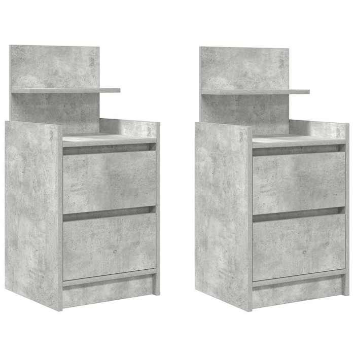 VidaXL Tables de chevet avec 2 tiroirs 2 pcs gris béton 38x34x80 cm, meuble de chevet, table d'appoint, armoire de lit, 861362