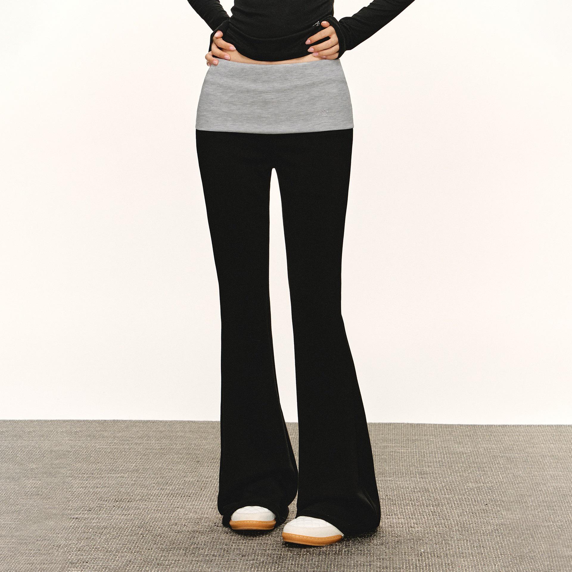 

Ariseism Women s High Waist Slim Fit White Micro-Flare Yoga Pants - American Style, Wide Leg, for Spring & Autumn Small чёрный