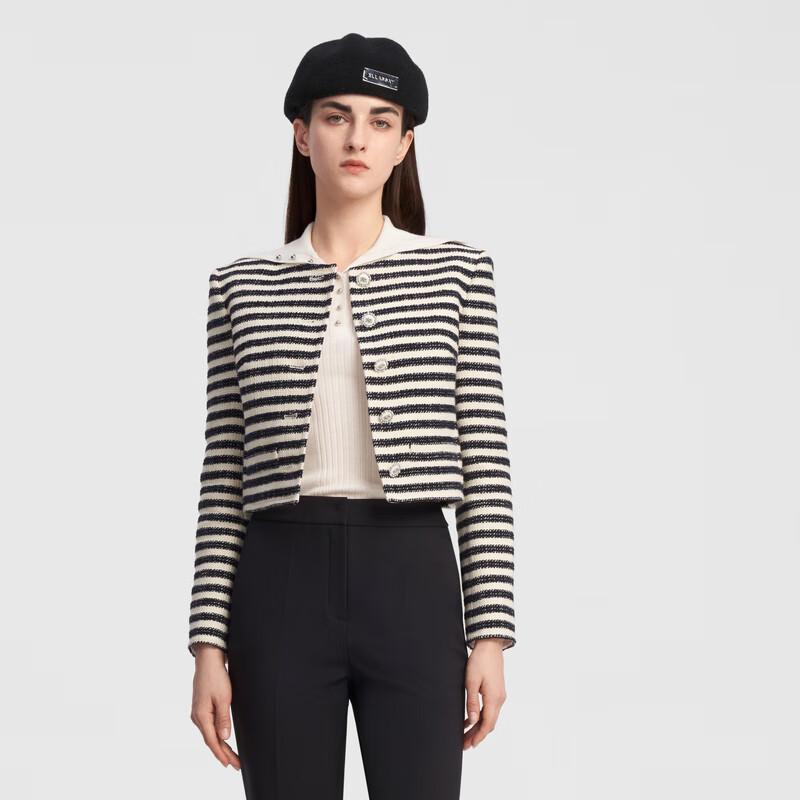 

ELLASSAY Women s Mixed Tweed Striped Short Jacket EWE343T01700 M
