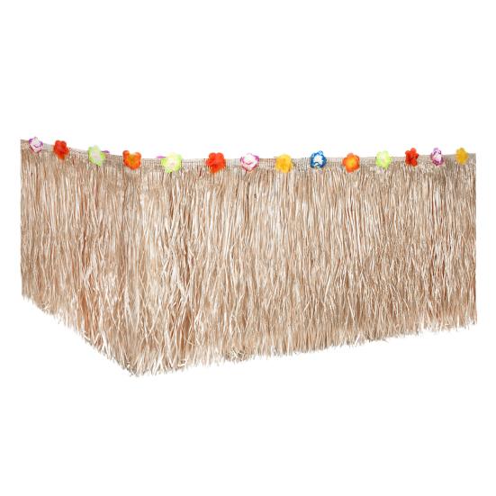 6 st Hawaiiansk Fransk Banner, Grässkirt Bordsfrans, Bordskjol med Färgglad