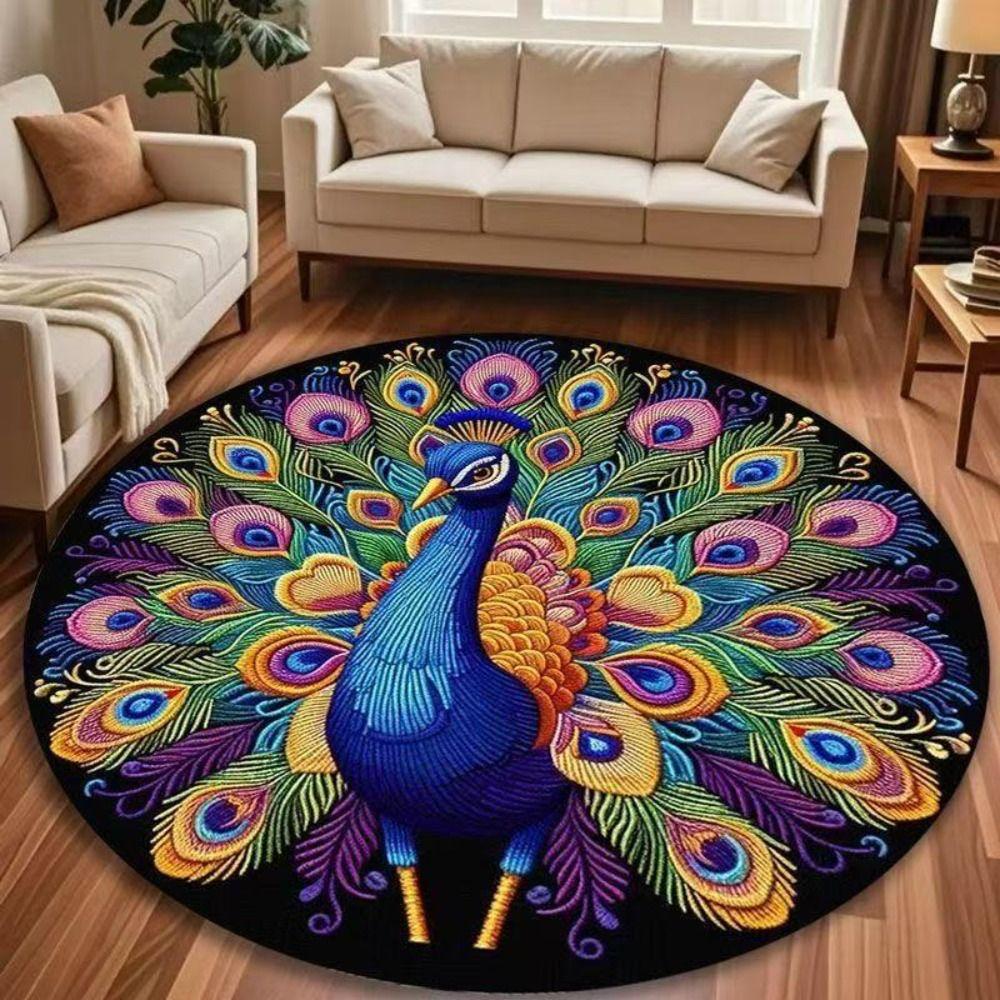 Special-shaped Peacock Carpet Non-slip Door Gasket Blanket  for Living Room Tea Table Bedside