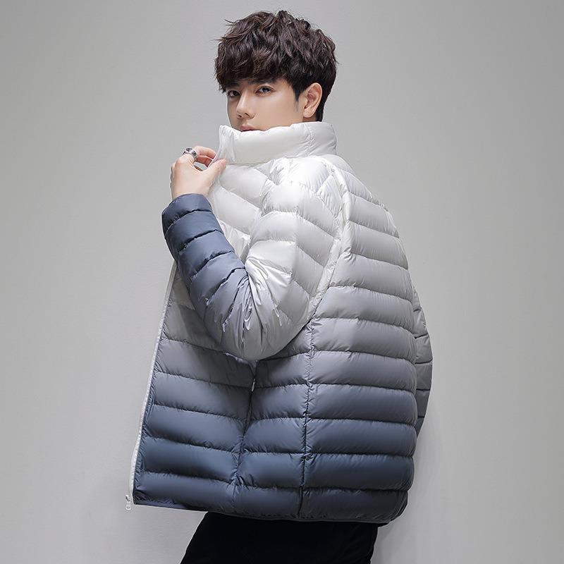 Light Down Jacket Inside, Men's Short Autumn and Winter Medium-green, Simple and Fashionable, Cold-proof and Warm, and White Duck Down Inside.