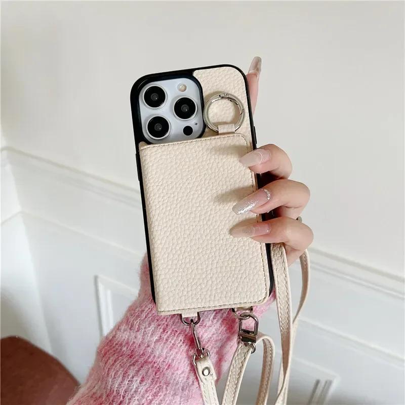Crossbody Leather Phone Case for IPhone 13 12 Mini 16 Plus 15 14 11 Pro Max XS Wallet with Card Holder Shockproof  Cover