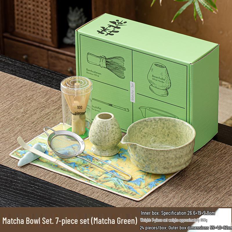 Japanese Ceramic Matcha Bowl & Bamboo Whisk Tea Set - Song Dynasty Tea Ceremony Gift Box