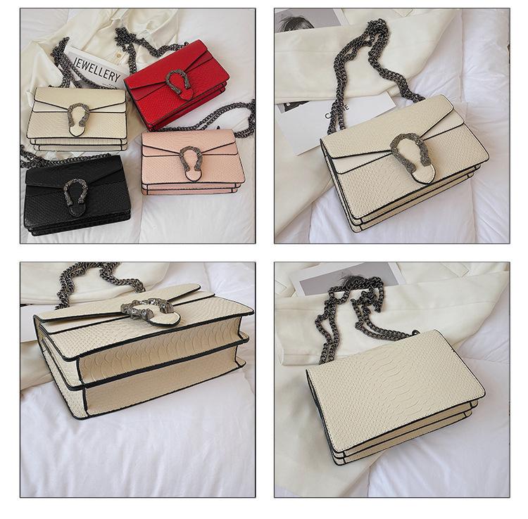Snake Print Crossbody Chain Bag - 2024 Small European & American Style Single-Shoulder Bag for Women
