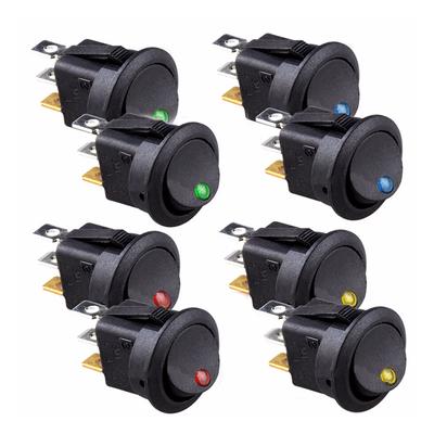 Auto 8pcs 12V LED Round Rocker ON/OFF SPST Toggle Switches for Boat Car