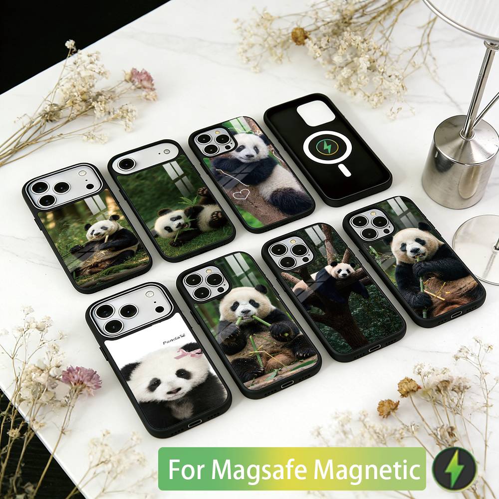 Animal Panda Phone Case For iPhone17,16,15,14,13,12,11 Plus,Pro Magnetic For Magsafe Wireless Charging