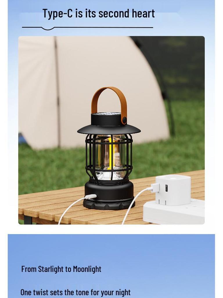 Solar-Powered Multi-Function Camping Lantern | Portable Outdoor Tent & Road Light, Kerosene Lamp-Style