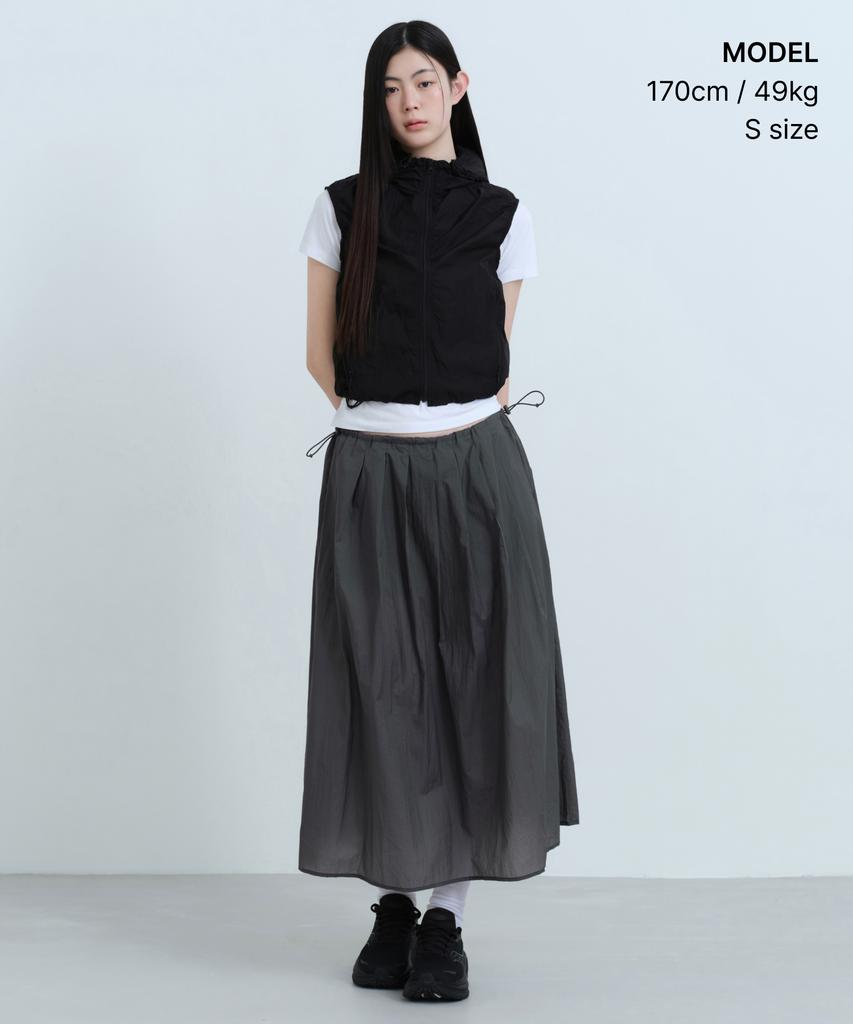 Musinsa Standard Woman Women'S Sheer Nylon Pleated Long Skirt [Gray]