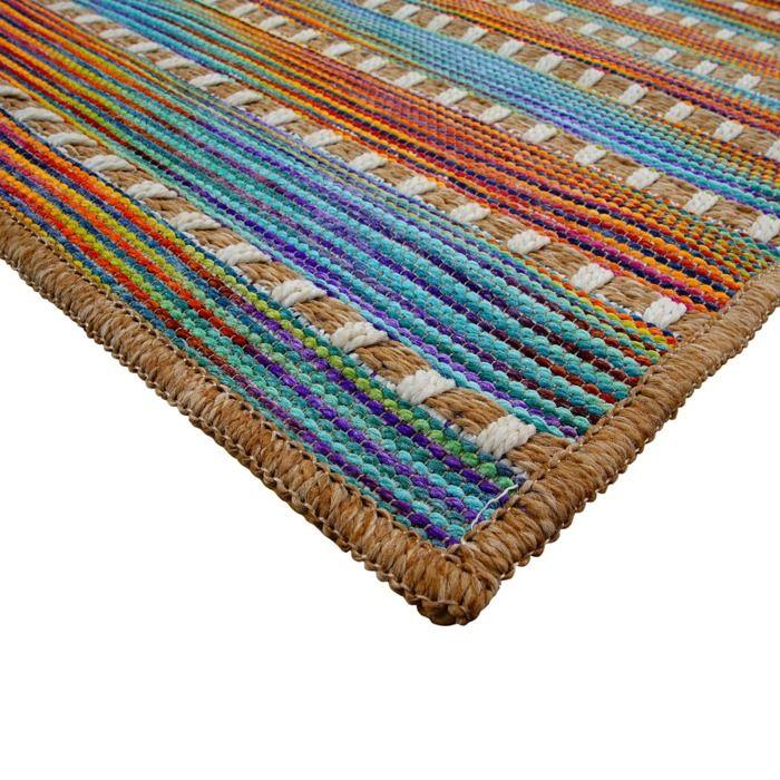 Living Room Rug Natural Jute Look Multicoloured 160x230