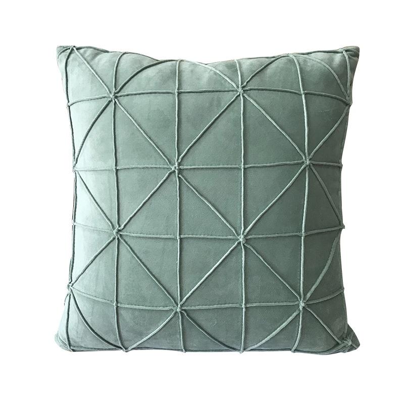 Single Pillow Pillowcase Without 45x45cm Core Dutch Velvet Solid Color Backrest With 3d Line Pleated Beige Grid Sofa Cushion And Pillowcase