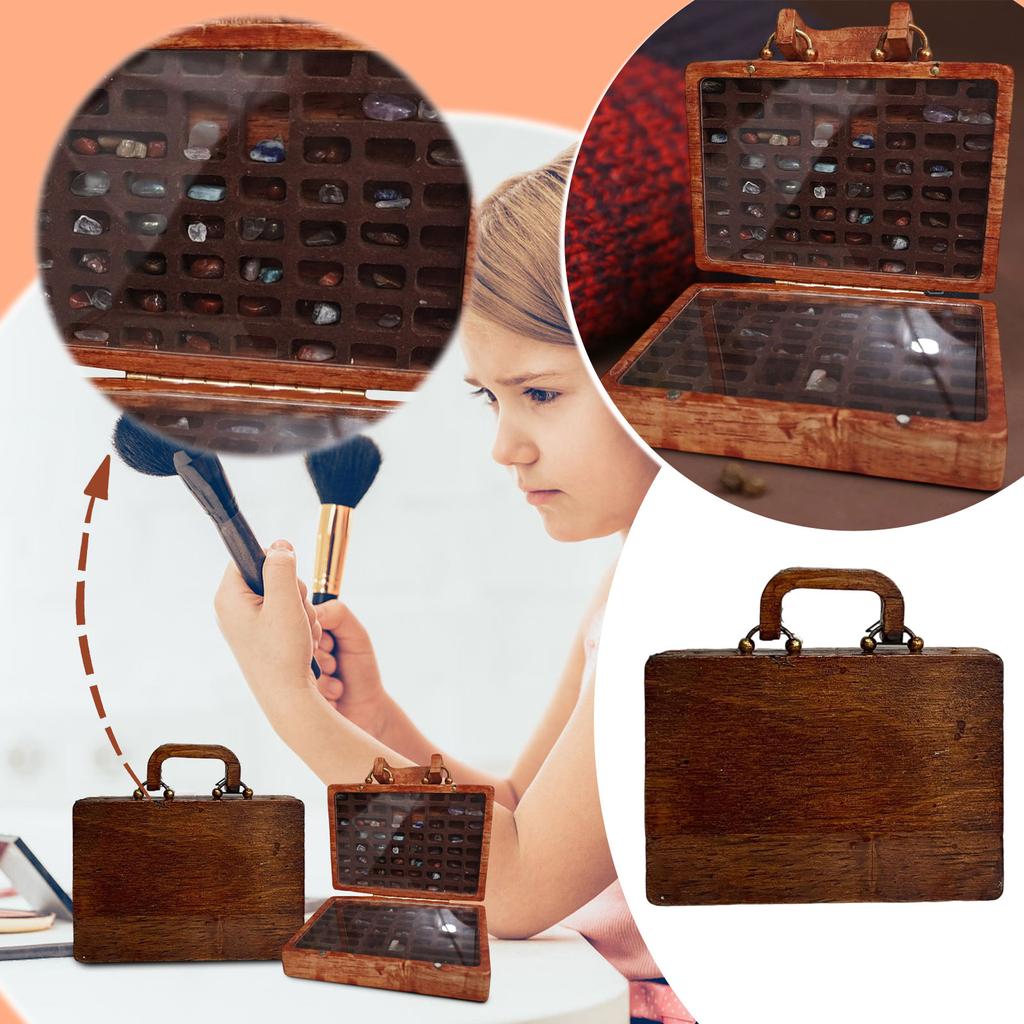 Wooden Crystal Collection Box Suitcase Stone Collection Ornaments