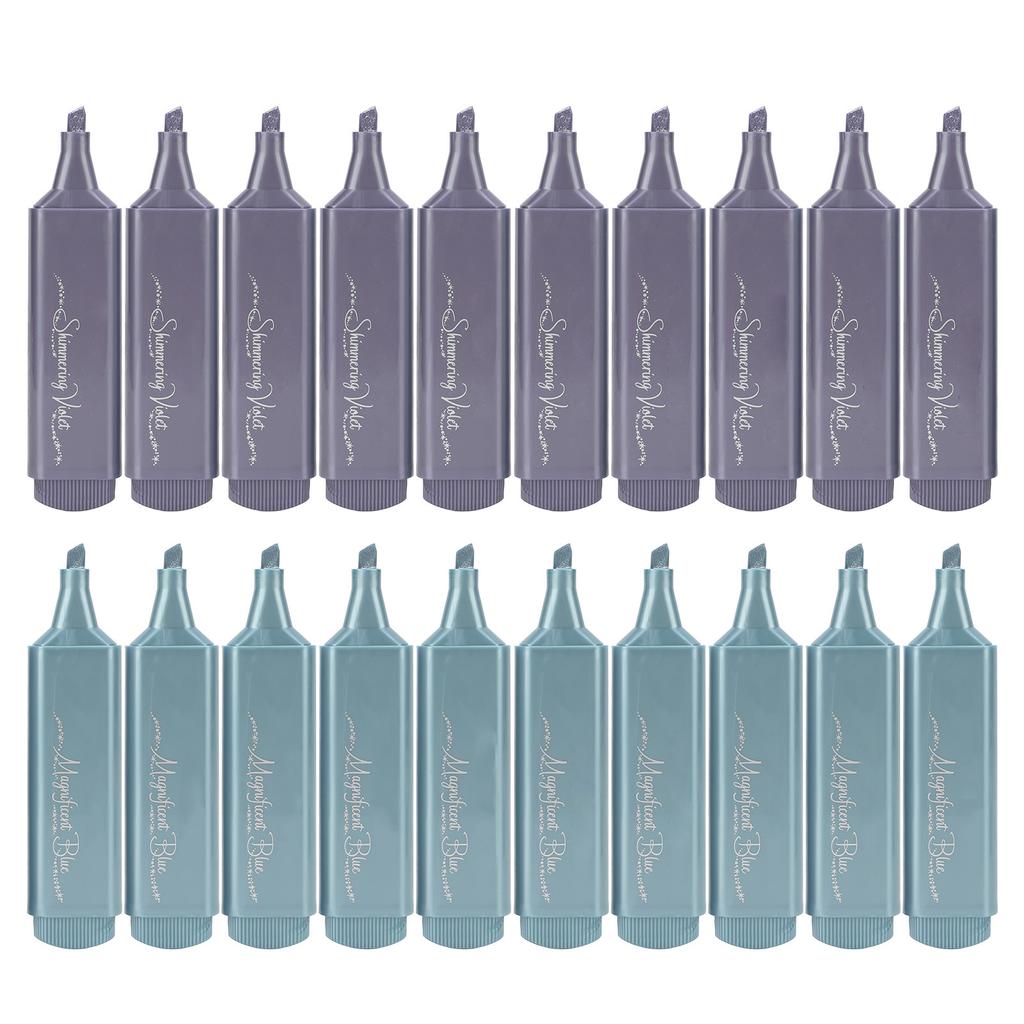 20Pcs Metallic Highlighter Set Odor Free Anti Rolling Design Colored Highlighters for Instruction