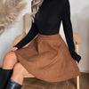 Women's Faux Suede Skirt Casual Irregular Hem Mini Skirt Solid Color Flared Skirt