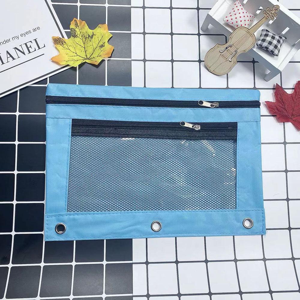 Oxford Cloth Three-Ring Binder & Pencil Case with Double Zippers