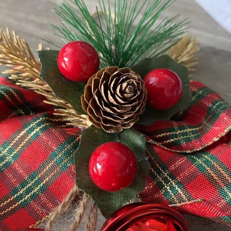 Christmas Bowknot with Bells for Christmas Tree Hanging Ornament Christmas Decoration Pendant Baubles Wedding Party Gift