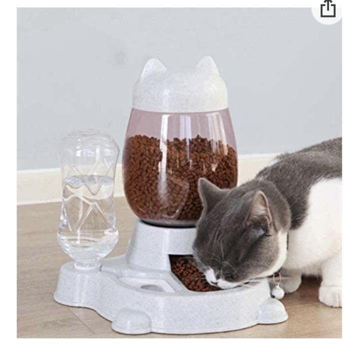 Distributeur automatique de croquettes et d'eau - RMY - Bleu - Pour chien et chat - Plastique - Intérieur