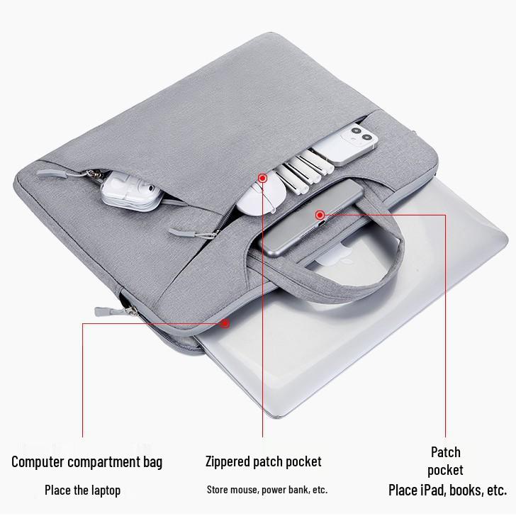 14" Shockproof Laptop Shoulder Bag with Logo, Unisex Business Briefcase