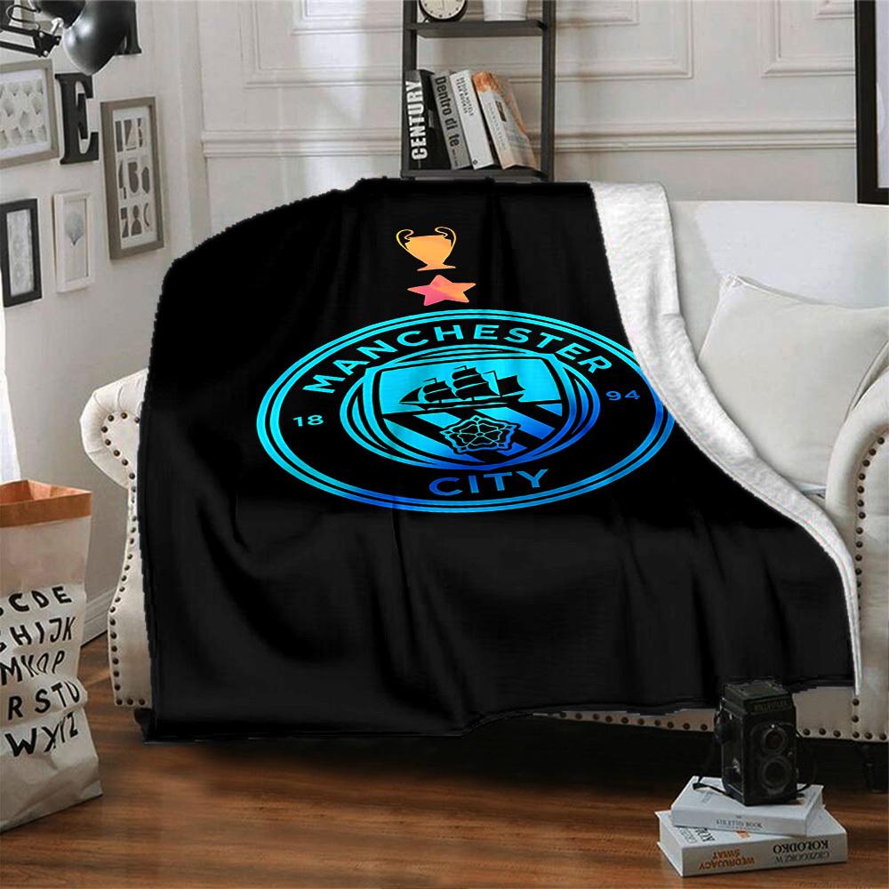 1pc Flannel Blanket, Manchester,Champions,Star Pattern Printed Blanket, Sofa Bed Sofa Car Office Camping Travel Warm And Comfortable Soft Bl