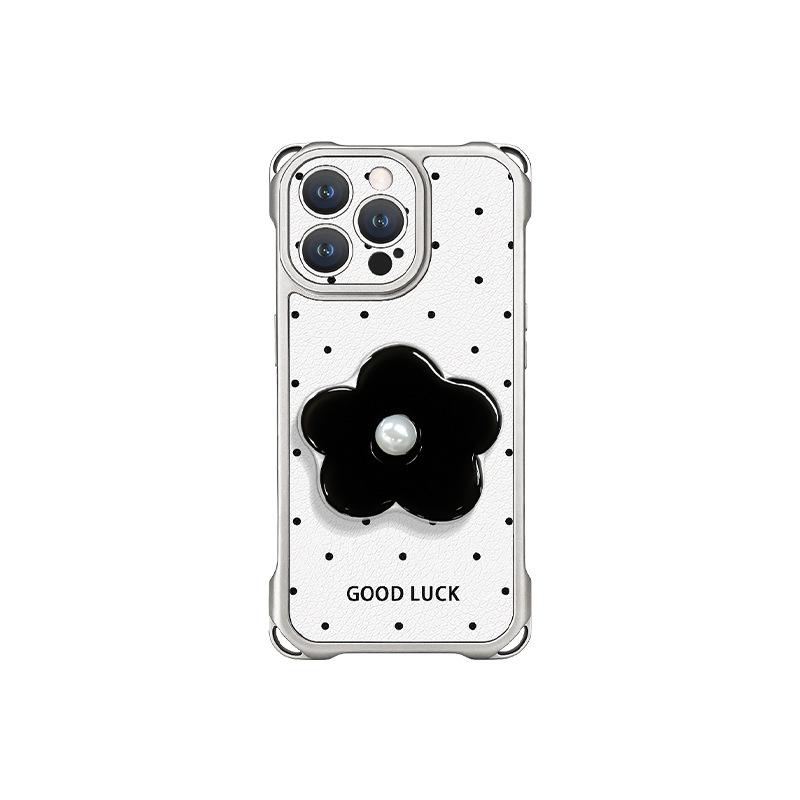 Applicable to Apple 11promax mobile phone case iphone11 four-corner lanyard 11 polka dot flower bracket 11 lambskin