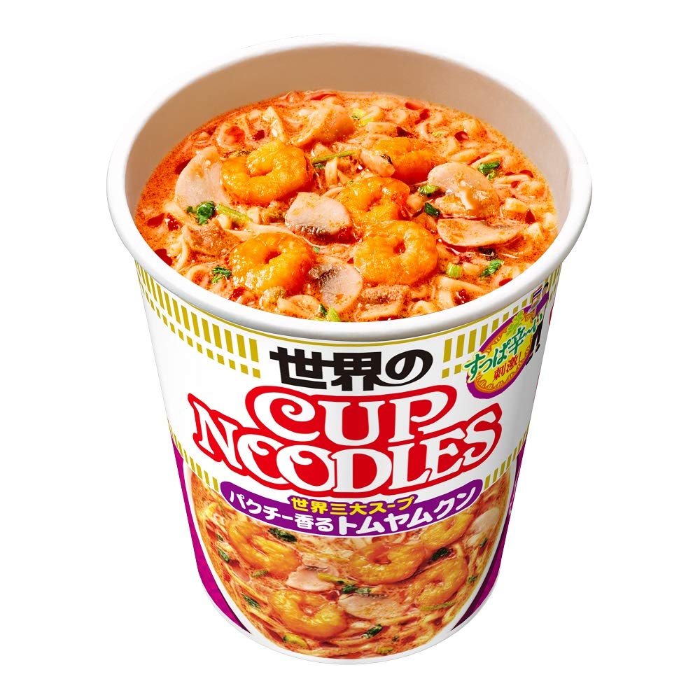 Nissin Cup Tom Yum Kung Noodles Top Three 75g X 12 Cups Noodles, Cilantro-Fragrant [World's Soups],