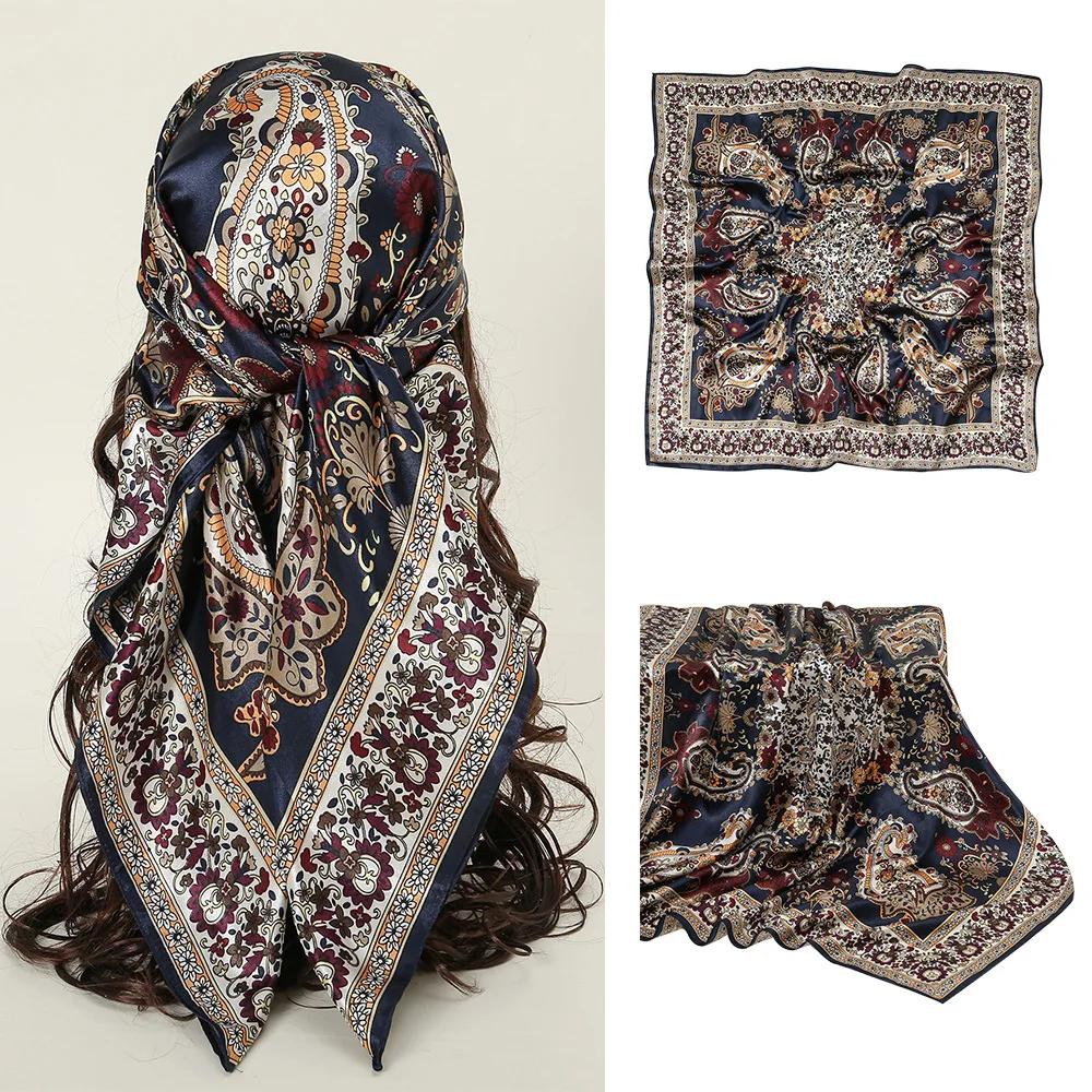 New Leopard Print Snake Skin Pattern Silk Scarf Women's Decorative Large Square Silk Scarf Simulation Silk Versatile Neck Scarf