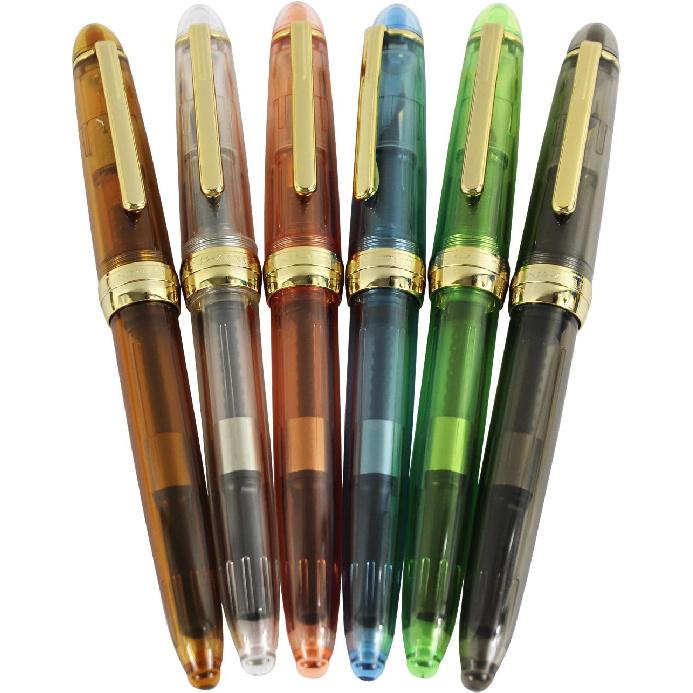 Gullor Jinhao 992 Plastic Fountain Pen Golden Clip, Transparent, 6 Colors, 6PCS