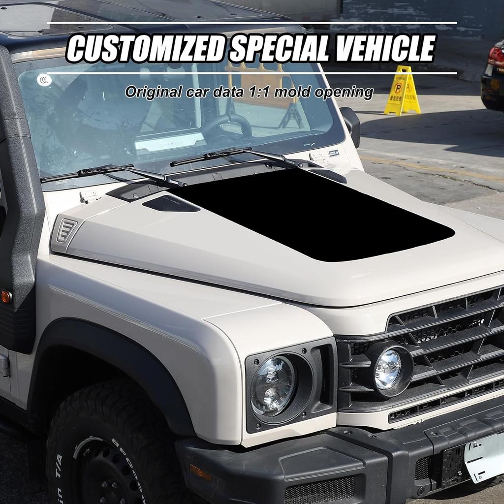 Kompatibilní s INEOS Grenadier 2020-2024 Samolepka na kapotu auta, Kryt kapoty auta PVC Voděodolný Černý Topografický vzor Samolepky Exteriér