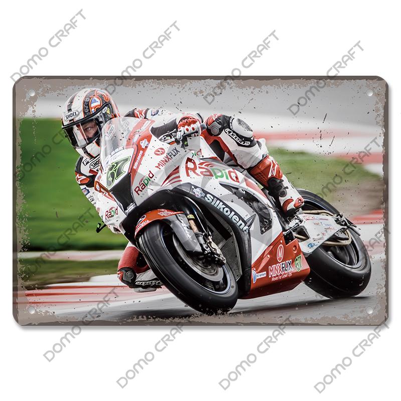 Motorcycle Racing Poster Vintage Metal Plate Racer Athlete Metal Tin Signs Retro Wall Decor Club Pub Bar Man Cave