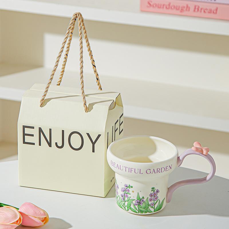 Classical flower ceramic mug household water cup breakfast cup girls coffee cup afternoon teacup girlfriend souvenir