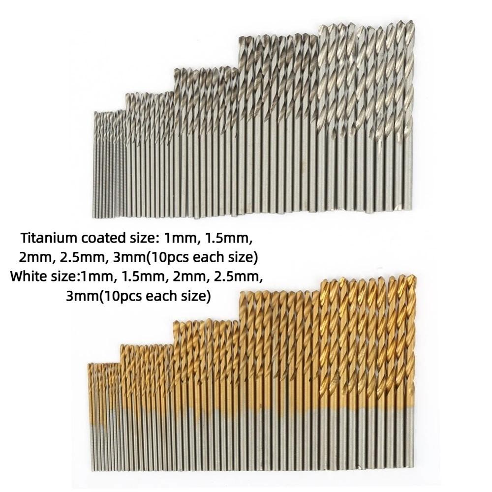 100pcs White Titanium Coated Drill Bits Titanium Coated HSS Twist Drill Bits Metal Drilling