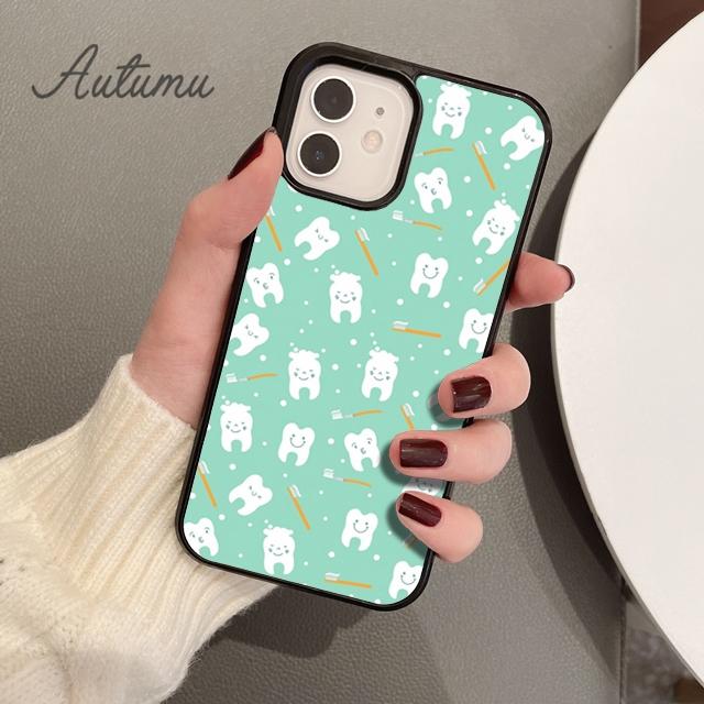 Cute Cartoon Dentist Tooth Phone Case for iPhone 11 12 13 14 Pro Max Mini XR XS SE 2020 6S 7 8 Plus Samsung Galaxy S21 S22 Cover