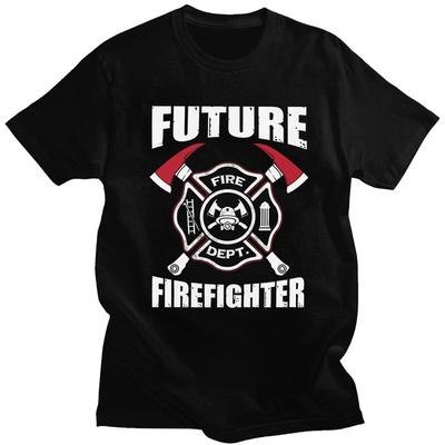 Custom Future Firefighter Tshirts for Men Short Sleeves Casual T Shirt Fire Rescue Fireman Tshirts Slim Fit Pure Cotton Tees