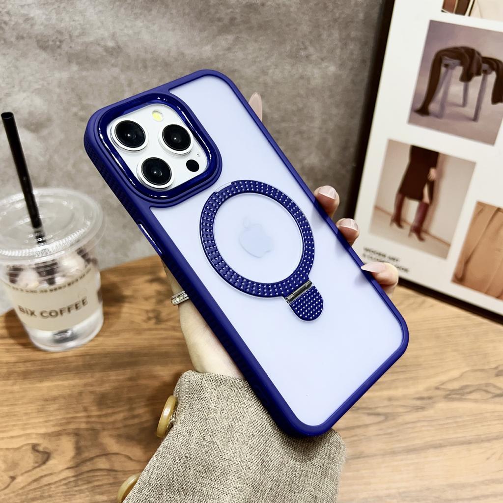 Applicable To IPhone16Promax Mobile Phone Case Magnetic Suction Bracket Apple 15 Anti-fall Cover 14/13 Matte Skin Feeling