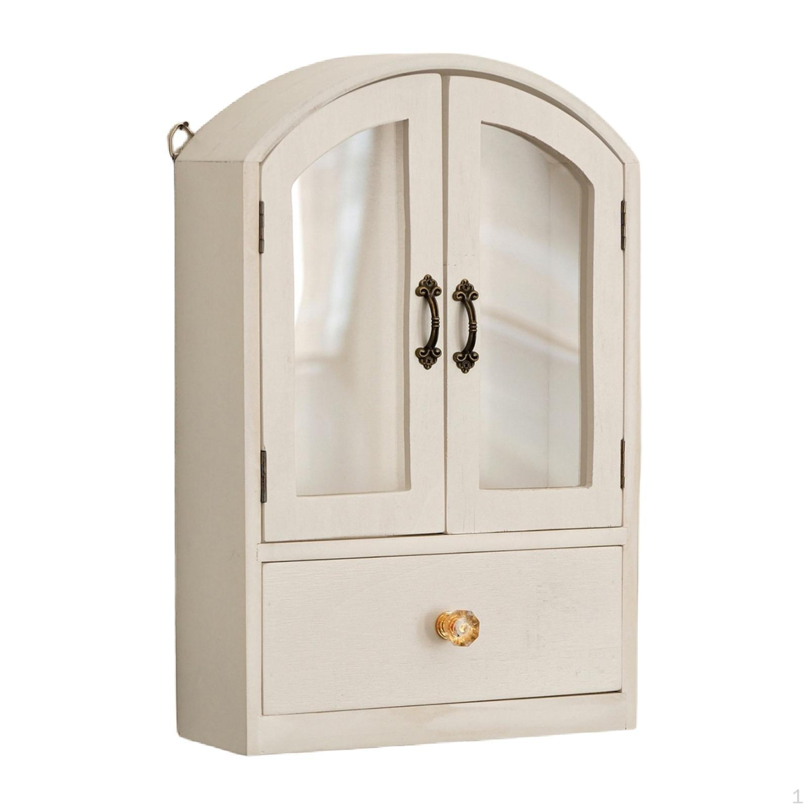 

Косметический органайзер с ящиком Деревянная подставка для дисплея Компактный дизайн для туалетного столика белый