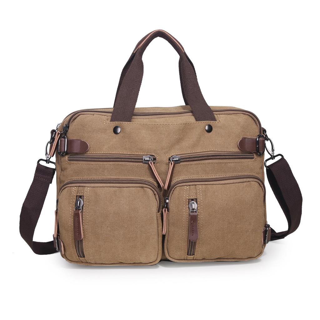 Cross-Border Canvas Laptop Backpack - Large Capacity Business Travel Bag