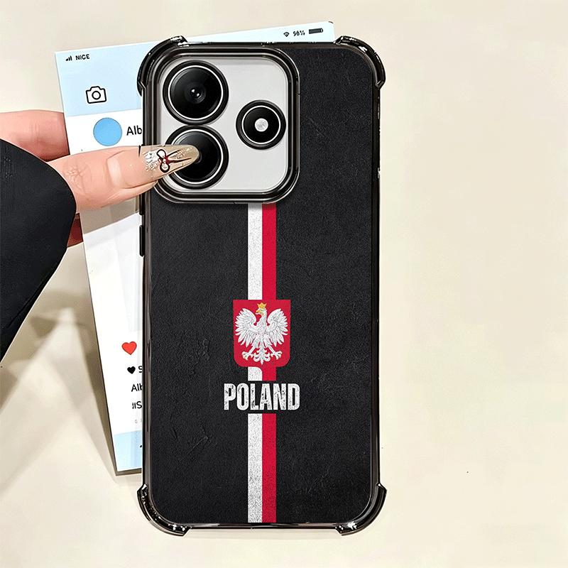 Poland Flag White Red Plating Phone Case For Xiaomi Poco X5 X6 X7 X8 Pro Max F8 Ultra F7 M8 M7 M5S Redmi 15C 15 14C 13C 13 X3 12
