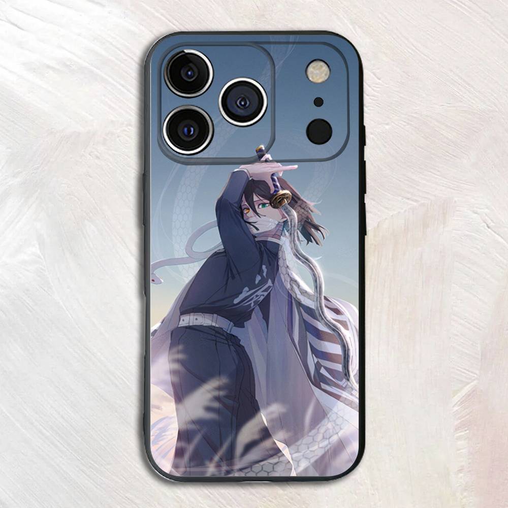 Creative D-Demon Anime Obanai Iguro Silicone Soft Phone Case For iPhone17,16,15,14,13,12,11 Pro Max Plus mini XS XR SE Cover