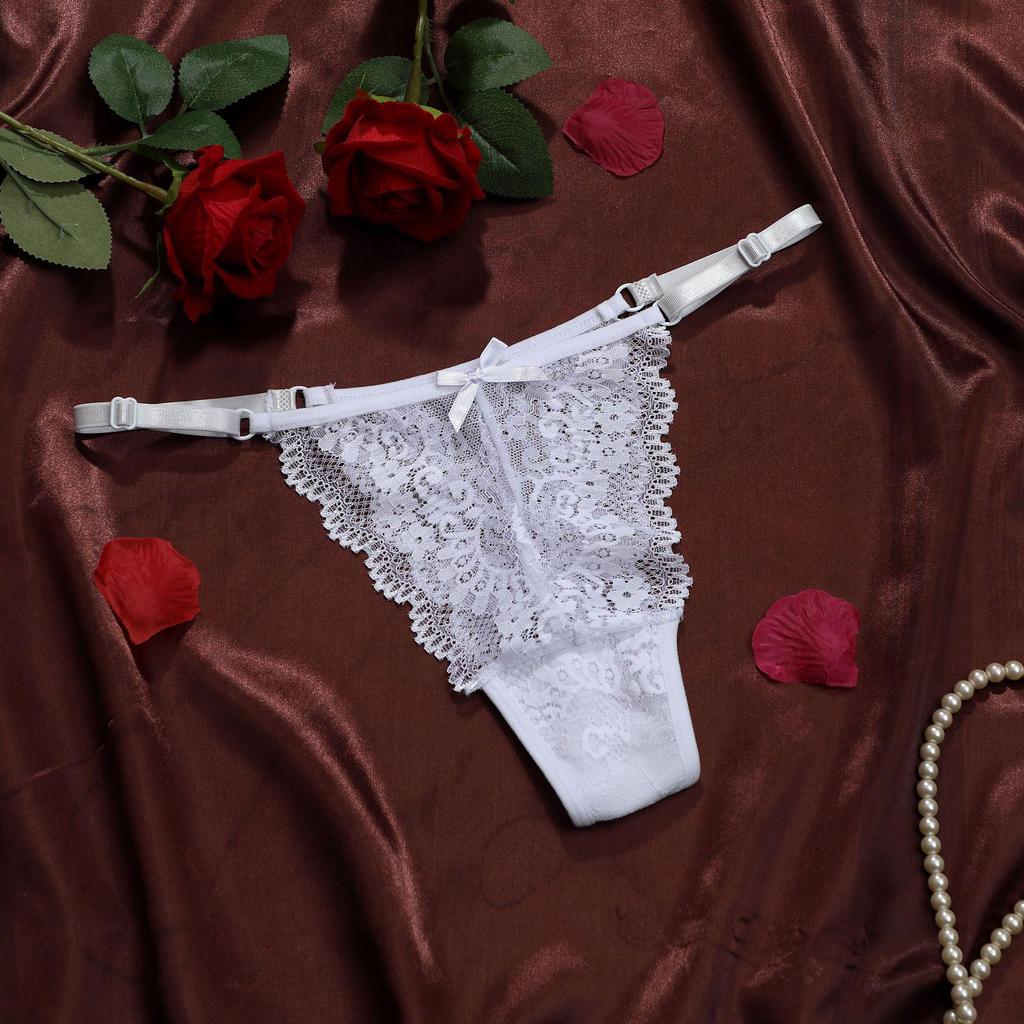 Women's Ultra-Thin Adjustable Lace Thong - Sexy Seamless Low-Waist Briefs