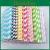 Degradable Paper Drinking Straws Set With Striped Pattern For Coffee Shops And Events